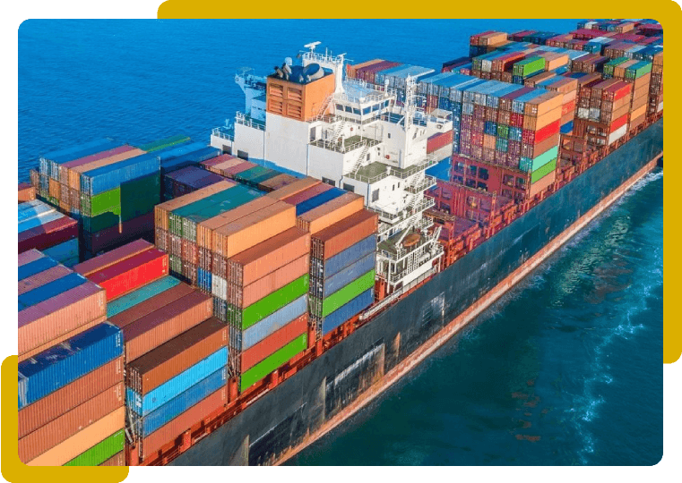 A large cargo ship with many containers on it.